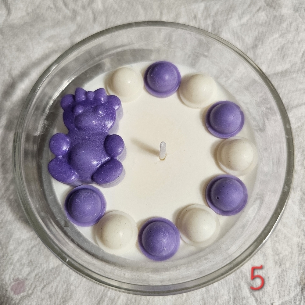 6 Handmade Purple Baby Shower Birthday Party Soy Wax Scented Candle Giveaways - Picture 7 of 12